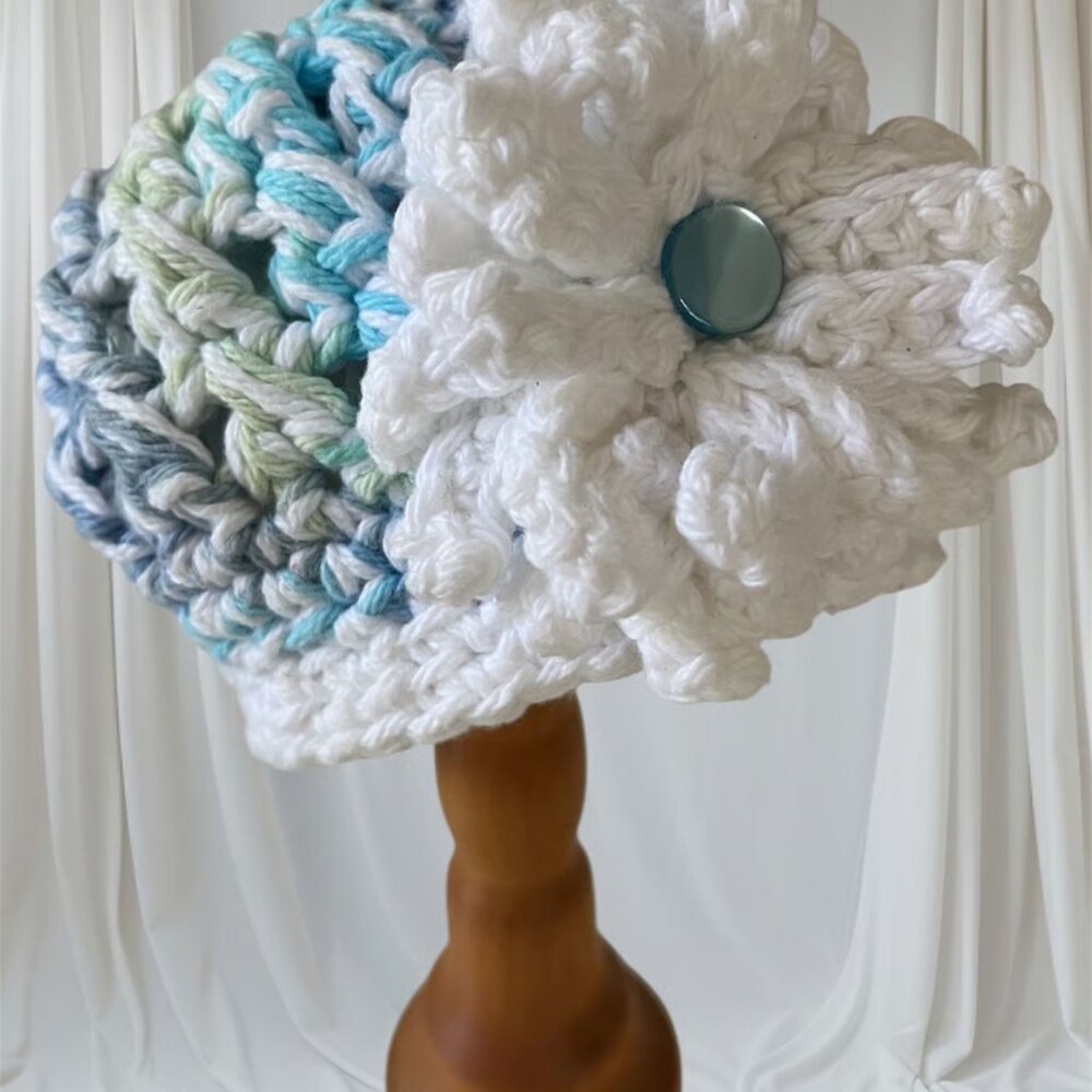Handmade Crochet Spring Beanie Hat for Babies, Infant (3-6 months), 100% Cotton
